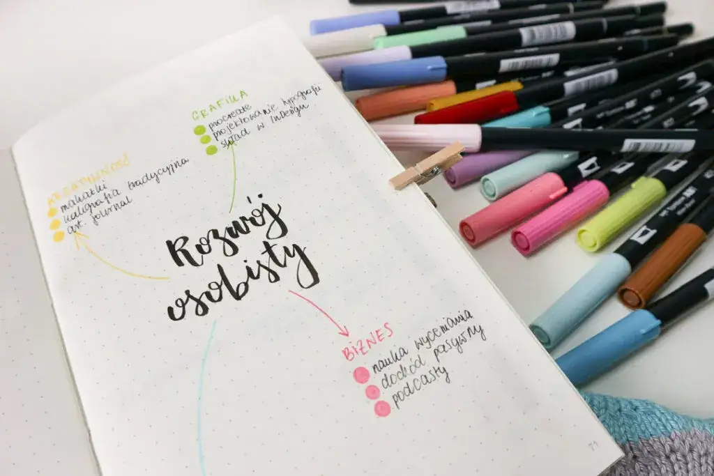 osoba planująca rozwój osobisty notes
