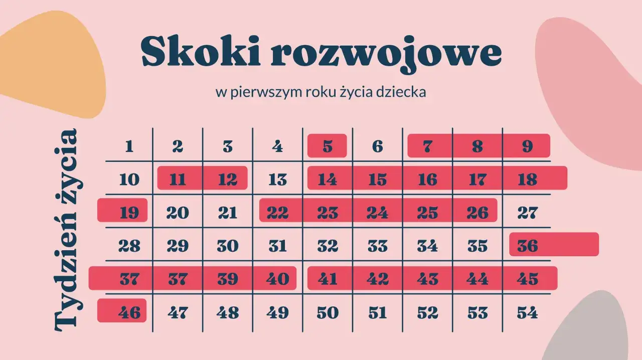 kalendarz skoków rozwojowych niemowlaka infografika