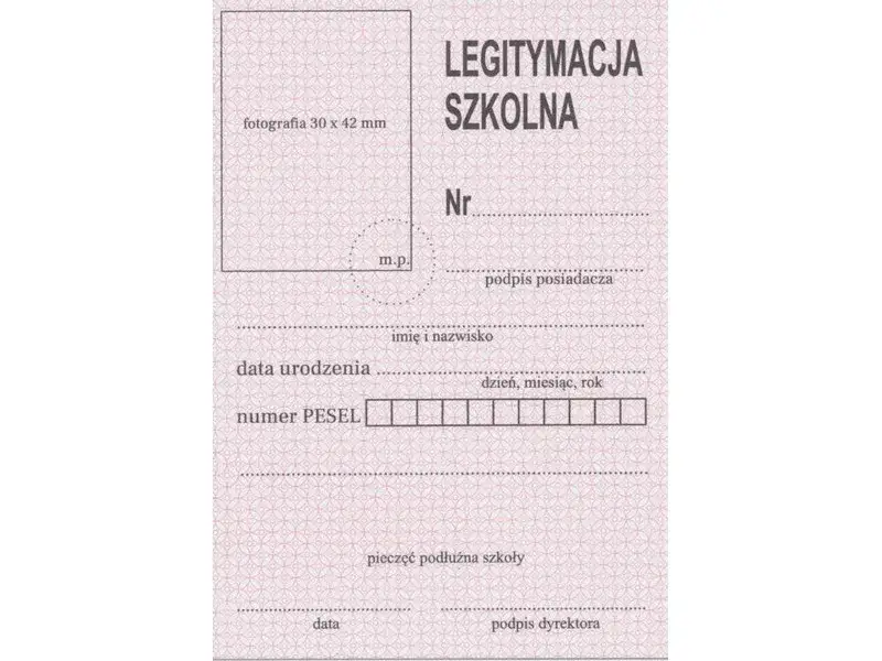 legitymacja szkolna wzór