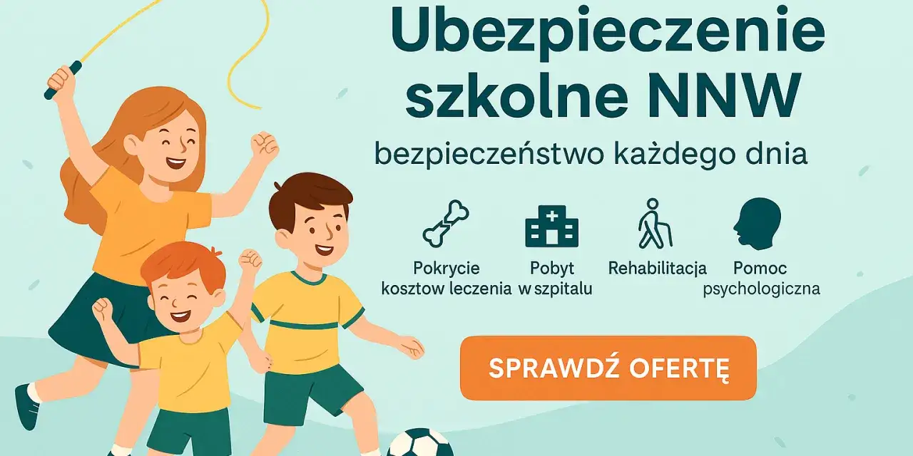 dziecko w szkole, rodzic z dokumentami, dobrowolne ubezpieczenie szkolne